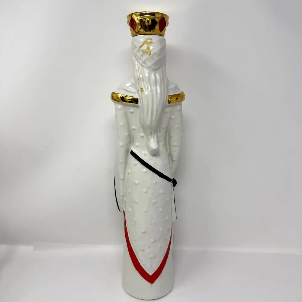 Ezra Brooks Queen of Hearts US Navy Whiskey Decanter Vintage Poker Bottle *Flaw